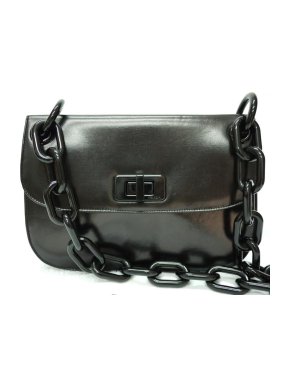 PRADA Madras Leather Chain Strap Shoulder Bag