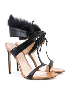Francesco Russo Fur Embellished Leather Sandals