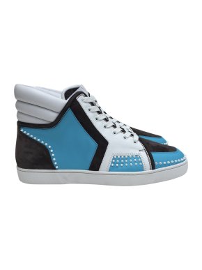 Christian Louboutin high top white/blue leather