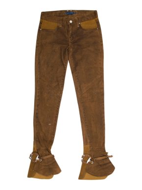 Ralph Lauren Brown Slim Boot Lobero Leather Jeans