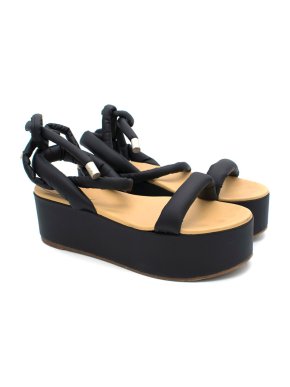MM6 Black Puff Strap Platform Sandals