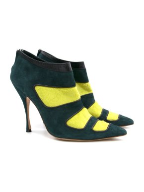 Manolo Blahnik Green Pony Hair Heels