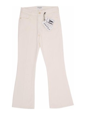 Frame Denim Cream Cropped Flared Jeans