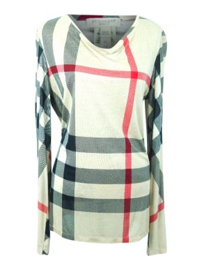 Burberry Brit  Nova Check Loose Fit Plaid Sheer Top