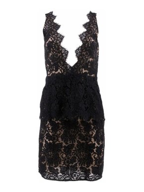 Adriana Minari Black Lace Peplum Dress