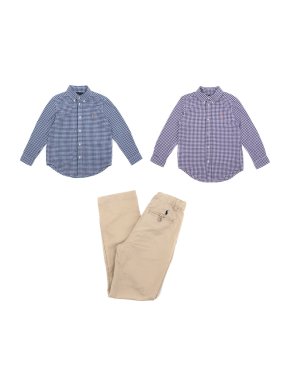 Ralph Lauren Set of Checked Shirts and Beige Trousers