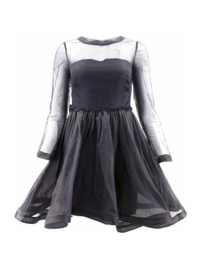 Valentino Black Silk Dress with Flounce Skirt