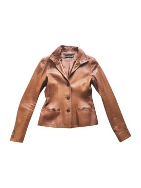 RALPH LAUREN Black Label tan leather fitted jacket