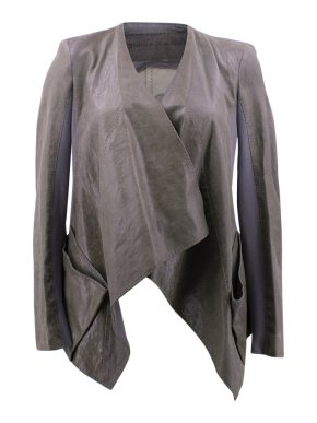 Donna Karan Grey Asymmetric Leather Jacket