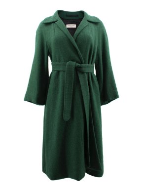 Dries Van Noten Green Belted Coat
