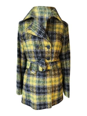 Trussardi Wool Angora Mix Tartan Coat