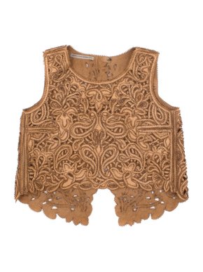Ermanno Scervino Suede Laser Cut Embroidered Backless Top