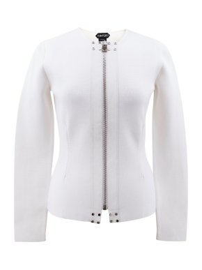 Tom Ford Fitted Jacket With Leather Trim