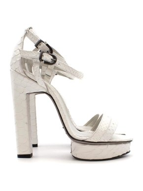 KarinaIK London White Crocodile and Python Print Sandals