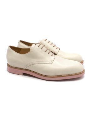 T & F Slack Shoemakers London Cream Derby  Brogues with Pink Sole
