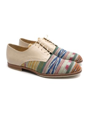 T & F Slack Shoemakers London Beige Multi- coloured Striped Brogues