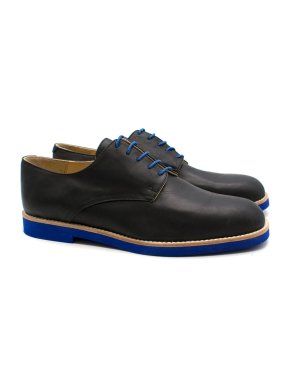T&F Slack Shoemakers London Handmade Black Brogues with a Blue Sole