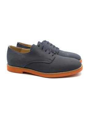 T & F Slack Shoemakers Grey Leather Brogues with Orange Sole