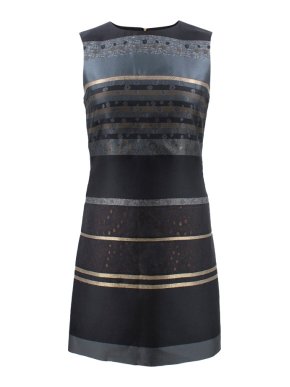 Victoria Victoria Beckham Black Metallic Striped Dress