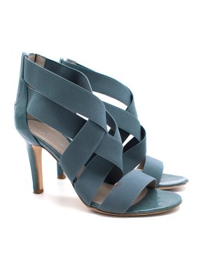 Sergio Rossi Blue Elastic Strap Caged Sandals