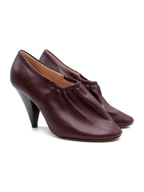 Celine Burgundy Elasticated Cone Heel Pumps