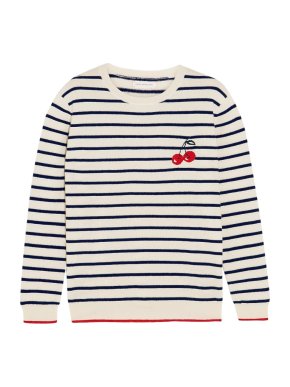 Chinti and Parker cherry breton striped cashmere sweater