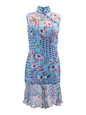 Shanghai Tang Blue Floral Printed Dress