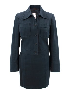 Celine Navy Skirt Sit with Gold Chain Detail