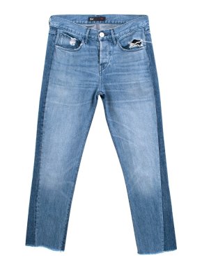 3x1 Blue Denim Jeans with Raw Hems