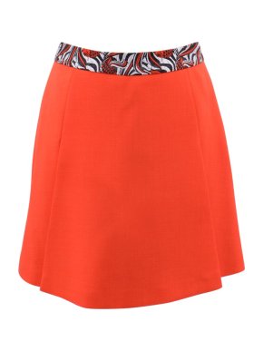 Giles Neon Orange Mini Skirt with Contrast Waistband