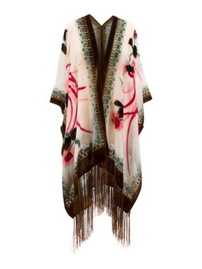 Jayley floral print silk cape