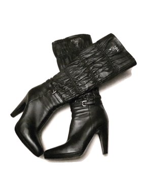PRADA Black gathered leather heeled boots
