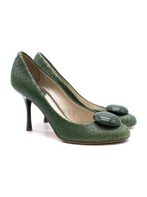 Dior Green Snakeskin Pumps