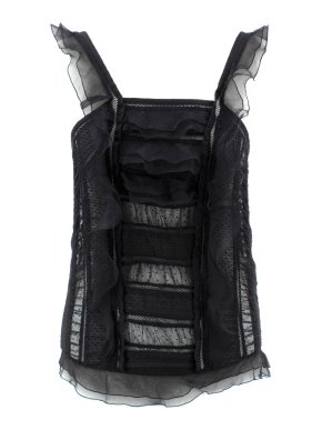 Isabel Marant Black Sheer Ruffled Vest Top
