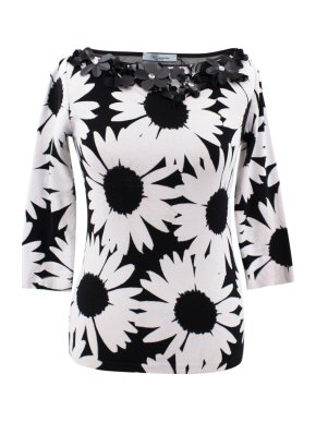 Blumarine black and white floral print top
