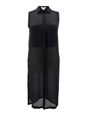 Helmut Lang Black Longline Sheer Shirt