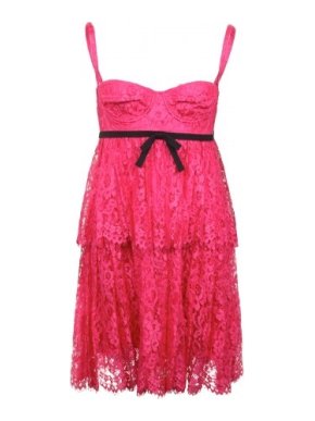 Dolce & Gabbana PINK & BLACK LACE MINI DRESS