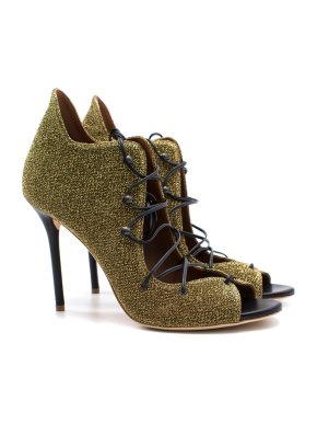 Malone Souliers Savannah gold lurex lace-up sandals