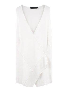 Donna Karan Sleeveless V Neck Top