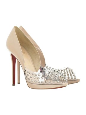 Christian Louboutin Elgin 120 nude patent pumps