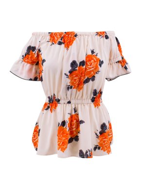 Ganni Roseburg Crepe Off Shoulder Top