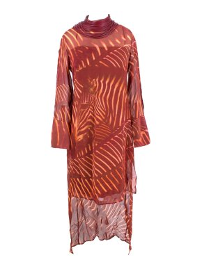 A-K-R-I-S Zebra Print Masai Collar Mangosteen Silk Dress