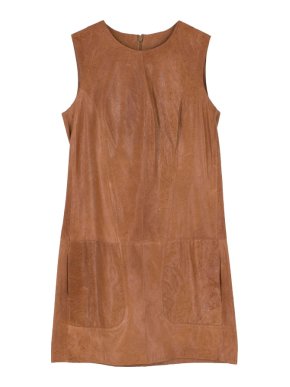 Vince Brown Leather Shift Dress