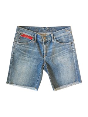 GOLDSIGN 'Sweet' pale blue denim Bermuda frayed hem shorts