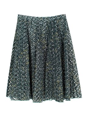 Miu Miu Green Lace Cut-out Pleated Skirt