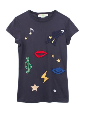 Stella McCartney Navy Applique Embellished T Shirt
