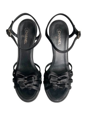 Chanel Bow Embellished Satin Sandals