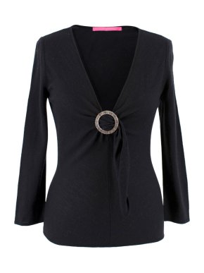 Emanuel Ungaro Black Diamante Embellished Top