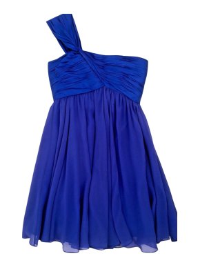 Marchesa Notte one shouldered blue silk dress