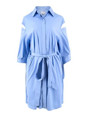 Milly Tie-Front Cut-Out Poplin Shirt Dress